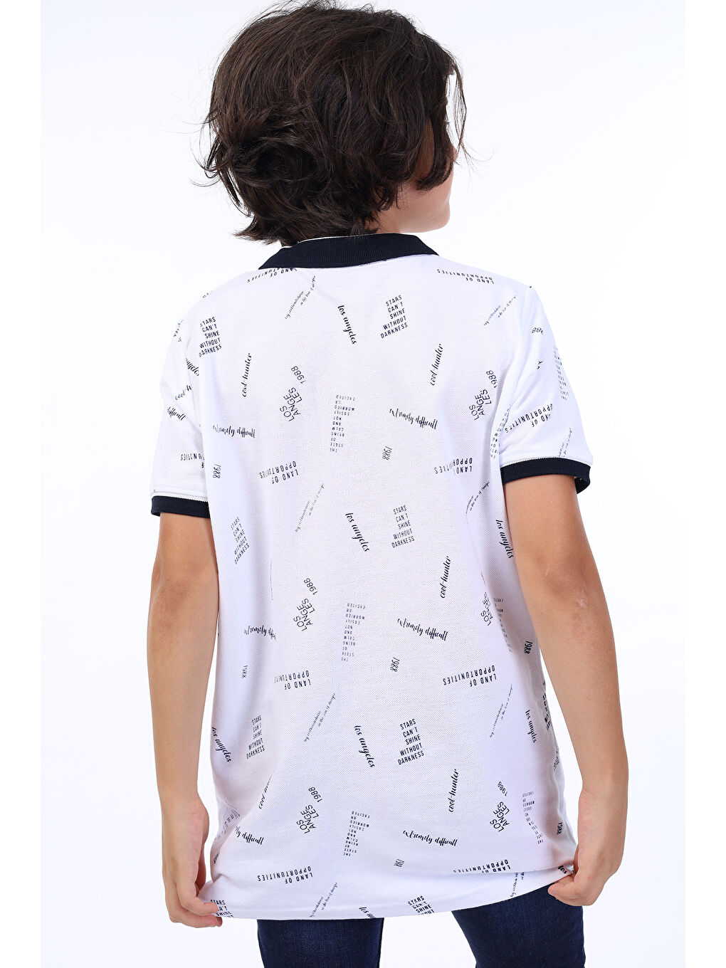 Beyaz Erkek Çocuk Komple Baskılı Tişört-2