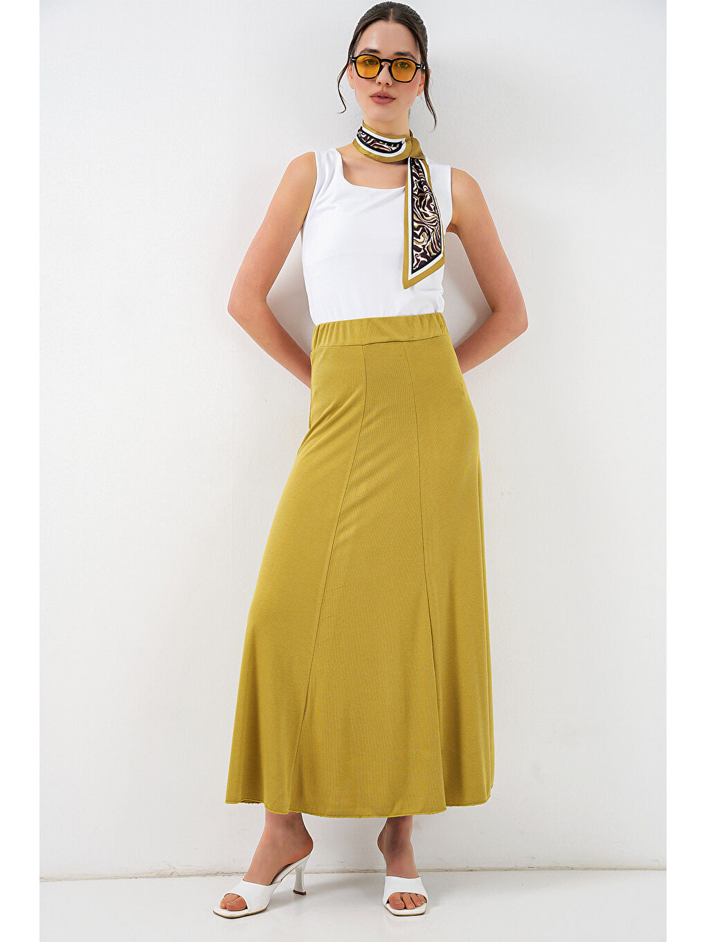 Kadın Örme Uzun Etek 8073 - E.Yeşil