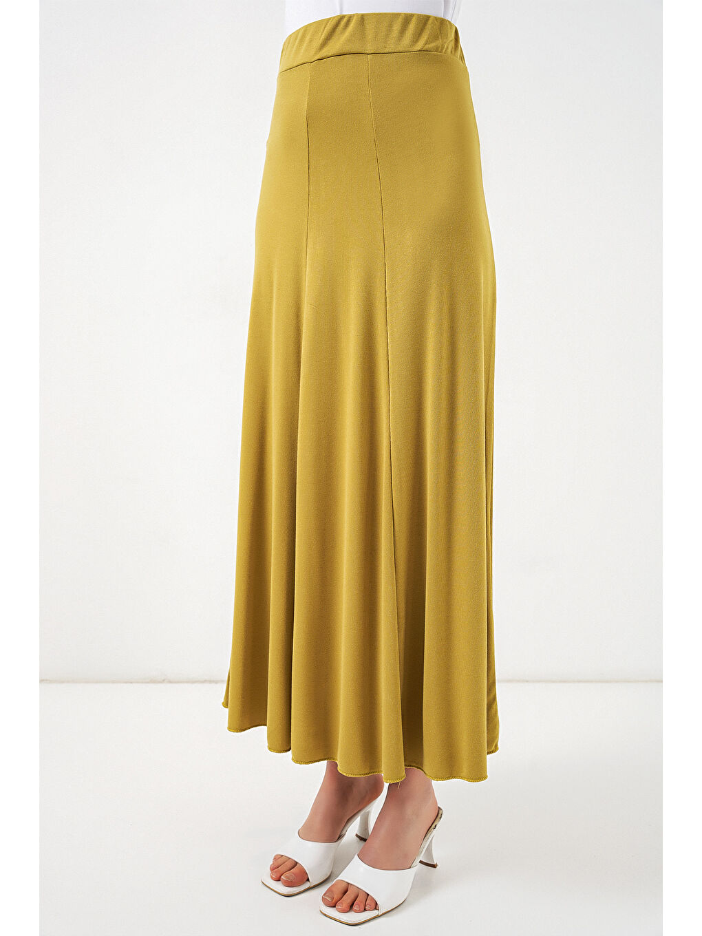 Kadın Örme Uzun Etek 8073 - E.Yeşil-1