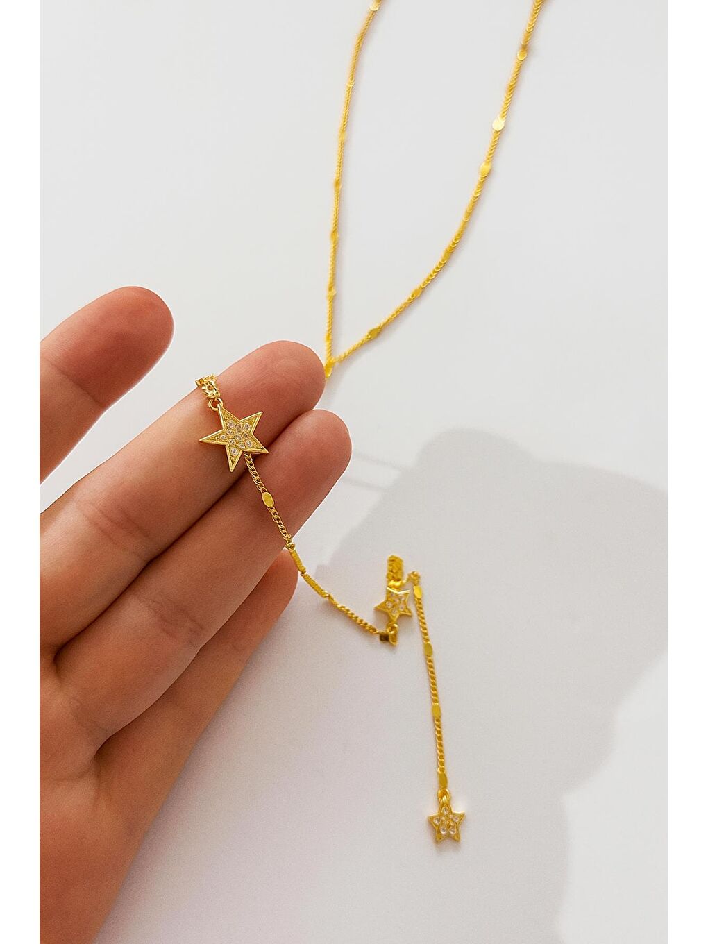 Sarı Yıldız Detaylı Y Kolye-2