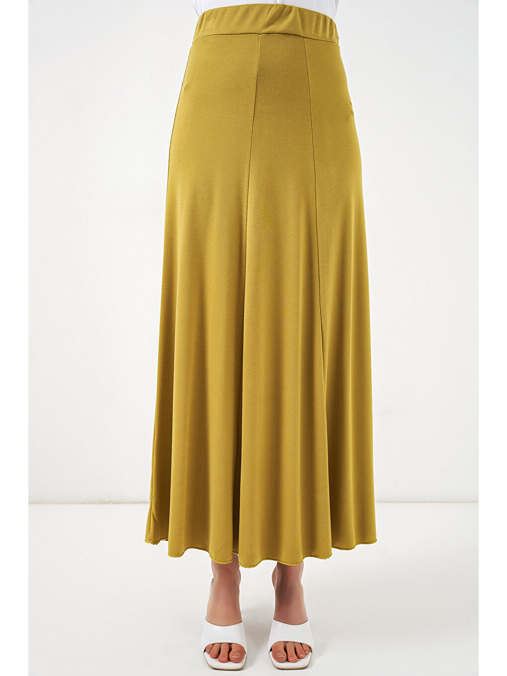 Kadın Örme Uzun Etek 8073 - E.Yeşil-3