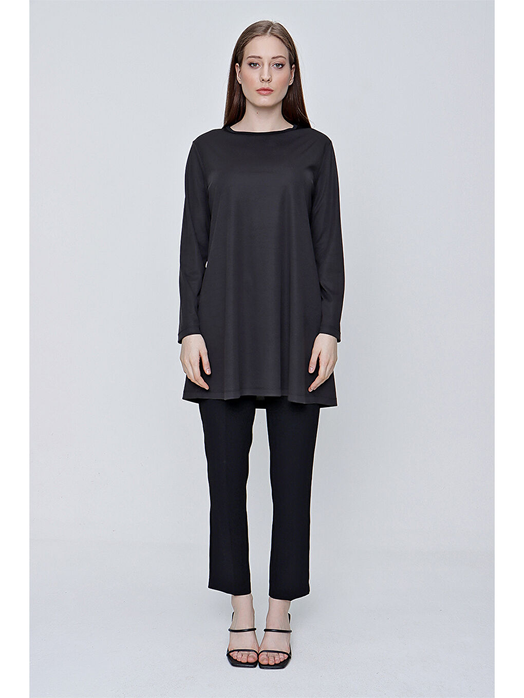 Siyah Uzun Kollu Jüpon Tunik