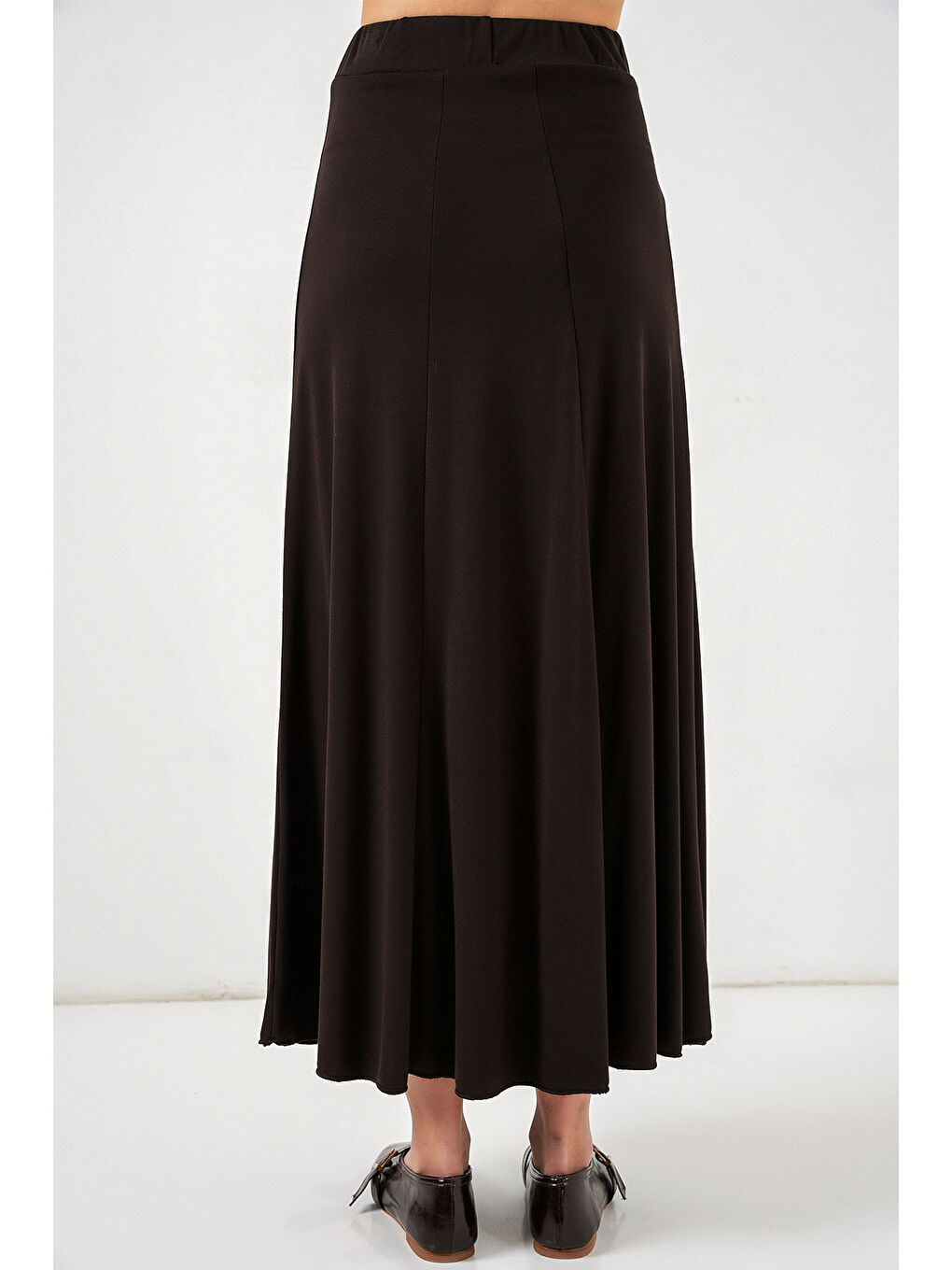 Kadın Örme Uzun Etek 8073 - Kahverengi-4