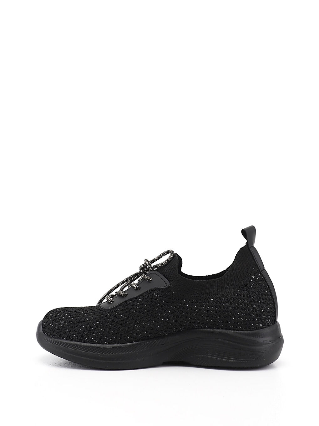 Siyah Kadın SİYAH Triko Bağcıklı Memory Foam Tabanlıklı Comfort Sneaker-3