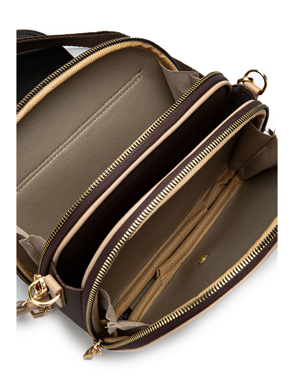 Çok Gözlü Suni Deri Kadın Çapraz Çanta Dave Kahverengi-4