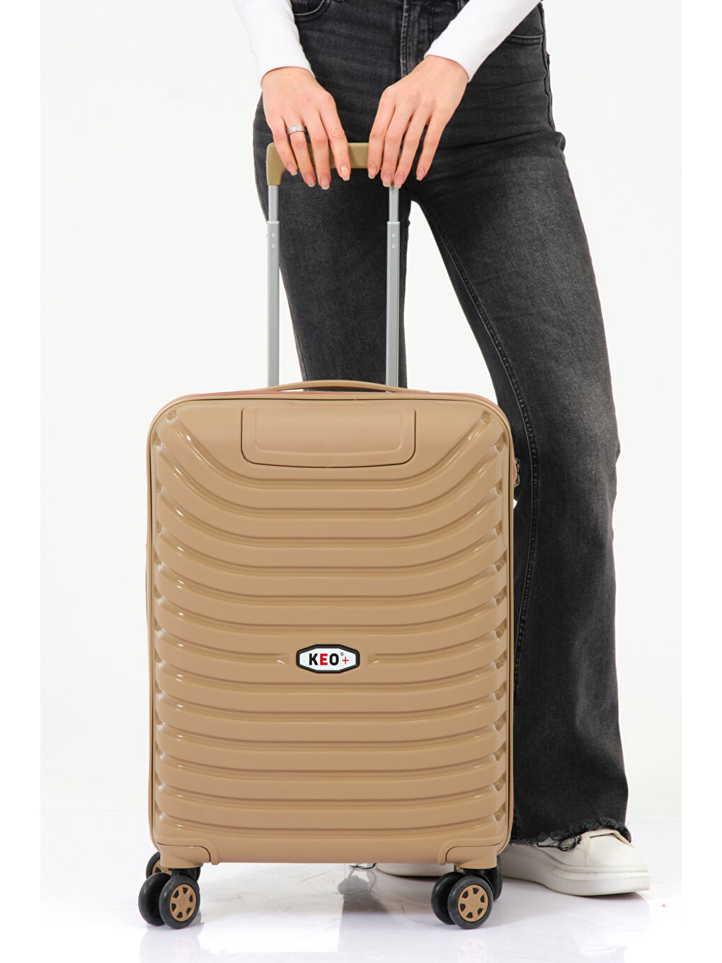 Sarı Kabin Boy Gold PP Valiz-5