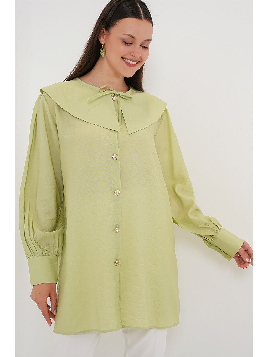 Kadın Bebe Yaka Uzun Tunik 5967 - E.Yeşil