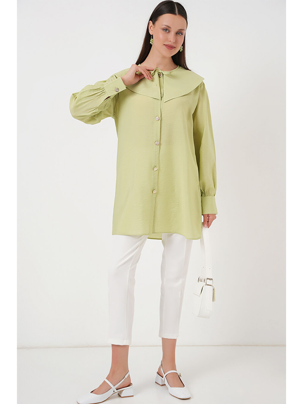 Kadın Bebe Yaka Uzun Tunik 5967 - E.Yeşil-1