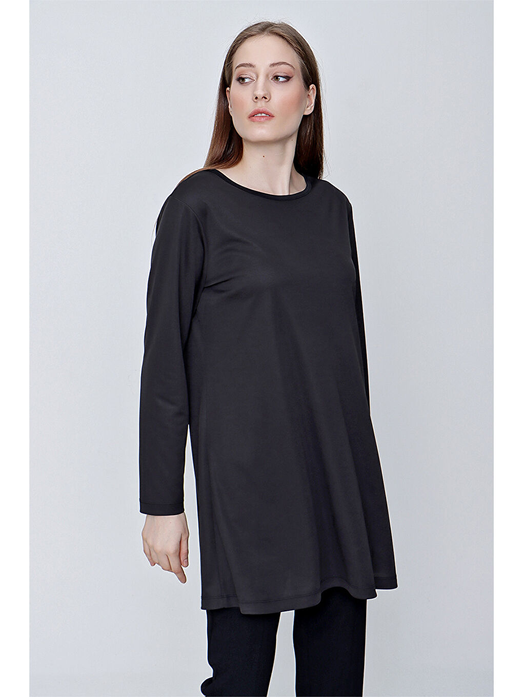 Siyah Uzun Kollu Jüpon Tunik-1