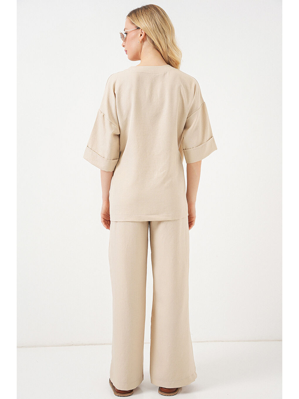 Kadın Önü Bağlamalı Alt Üst Takım 6745 - Bej-5