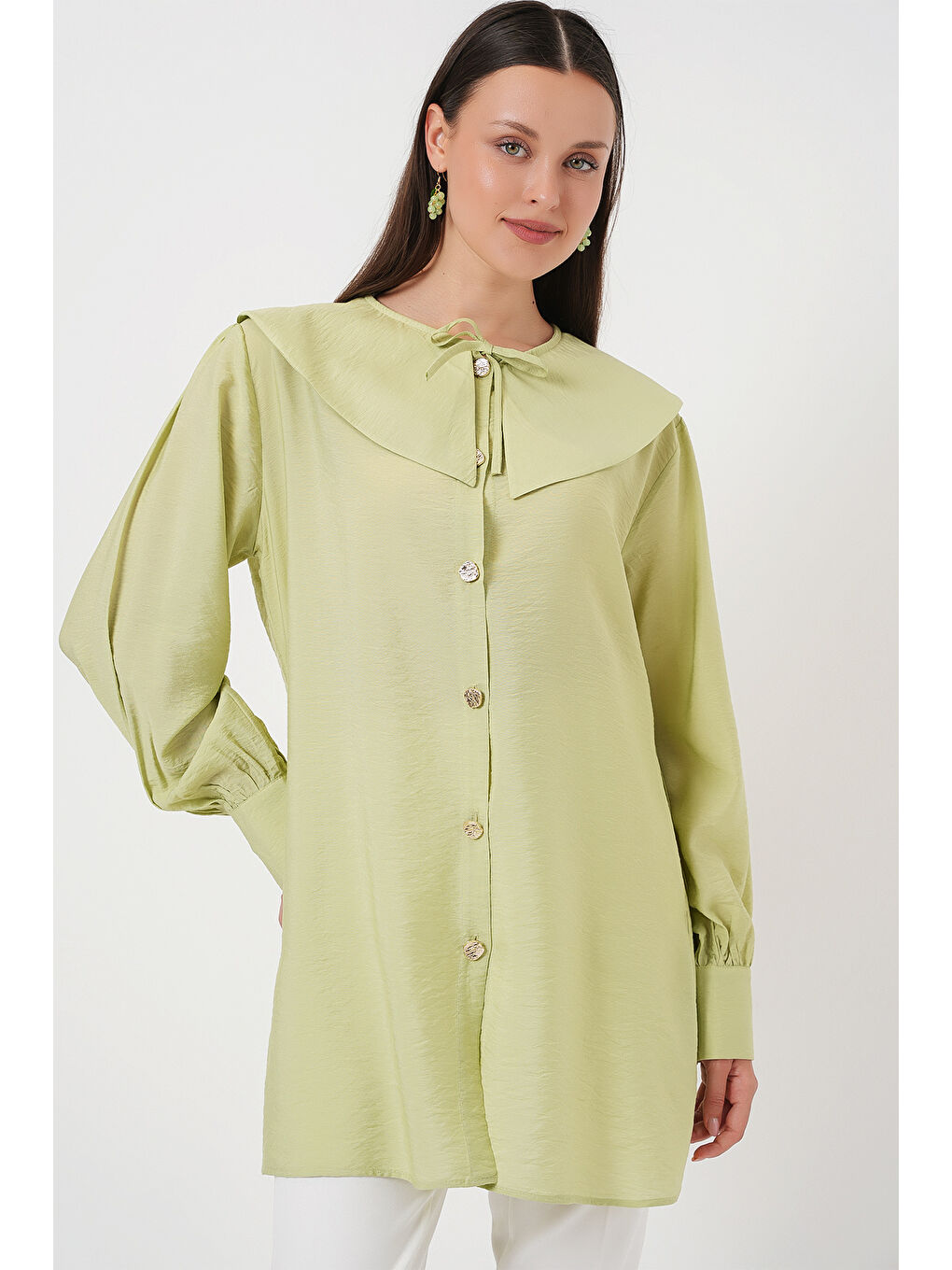 Kadın Bebe Yaka Uzun Tunik 5967 - E.Yeşil-3