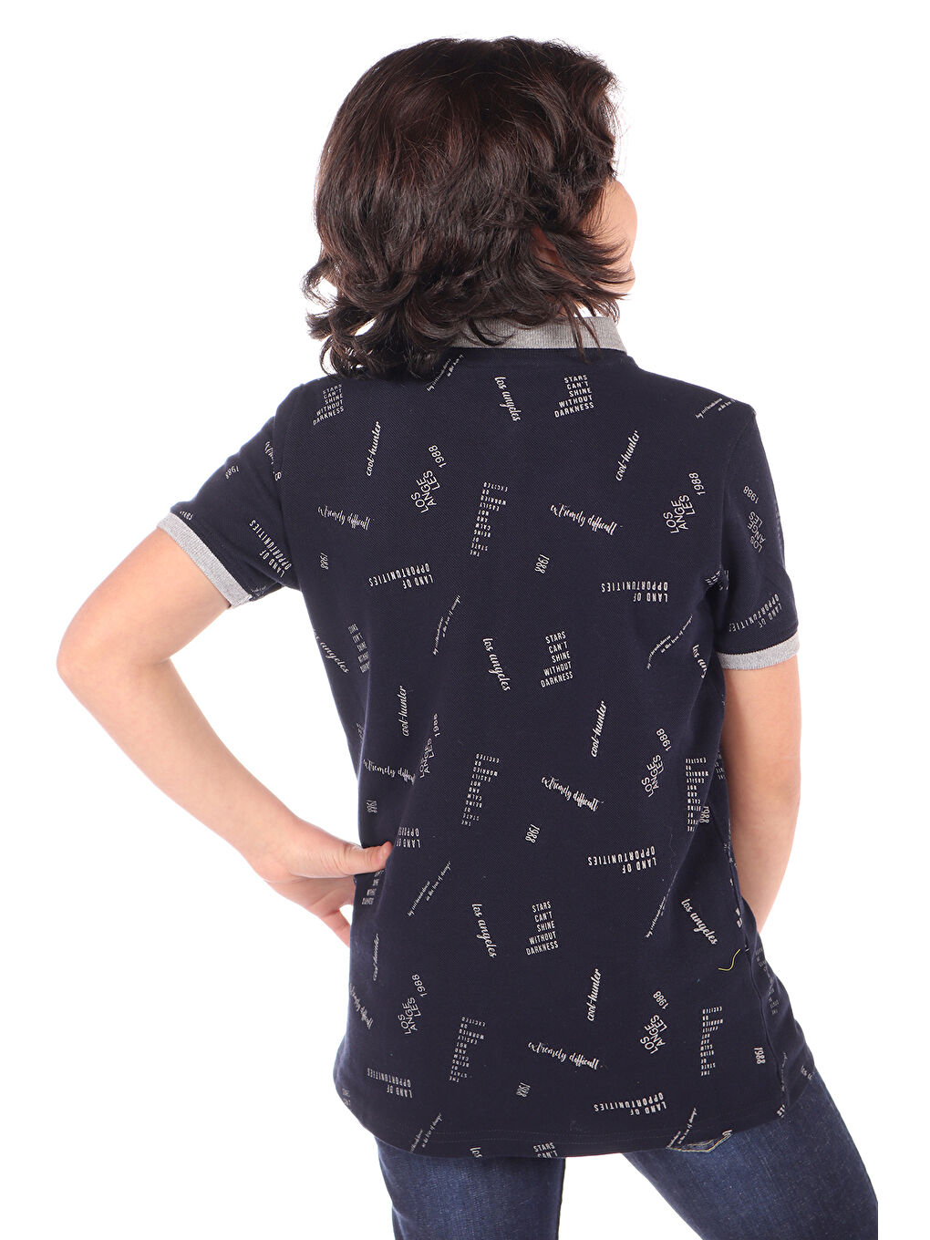 Lacivert Erkek Çocuk Komple Baskılı Tişört-1