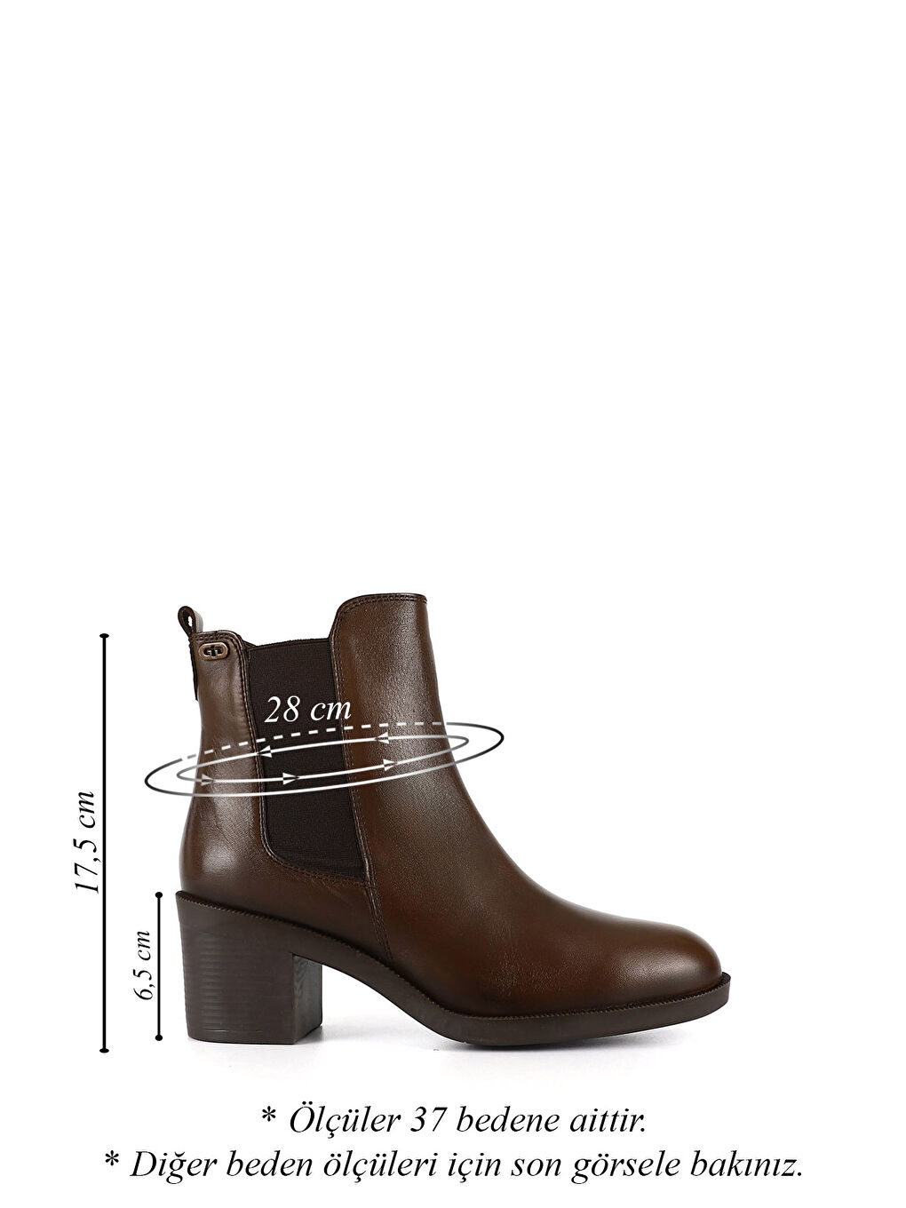 Kahverengi Kadın KAHVERENGİ Fermuarlı Kalın Topuklu Hakiki Deri Chelsea Bot-1