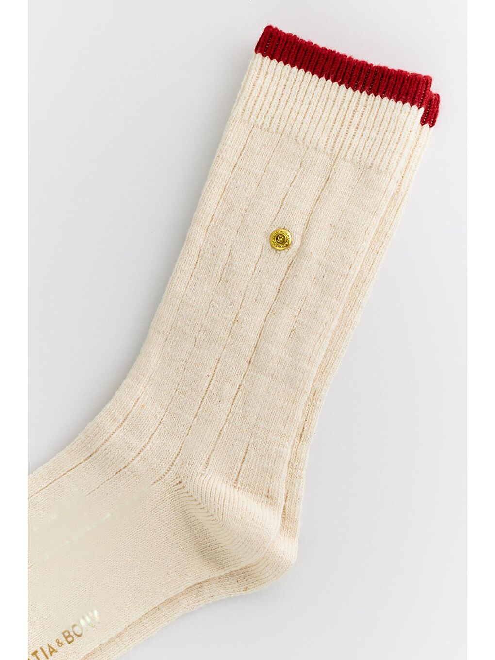 Erkek Zımbalı Ekose Yılbaşı Temalı Yılbaşı Temalı Soket Çorap Ekru-Bordo-1