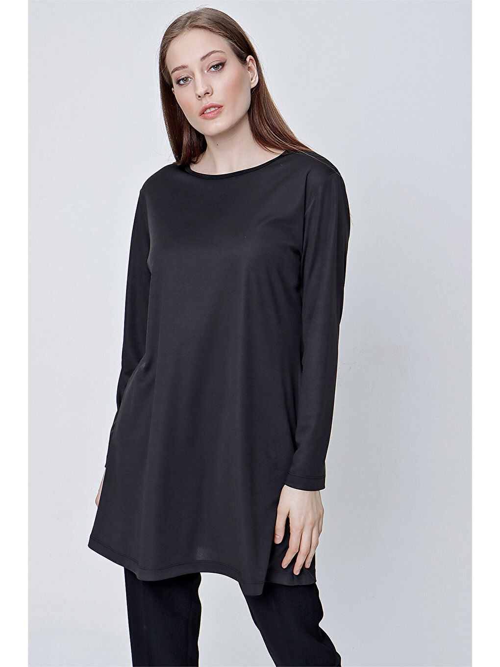 Siyah Uzun Kollu Jüpon Tunik-2