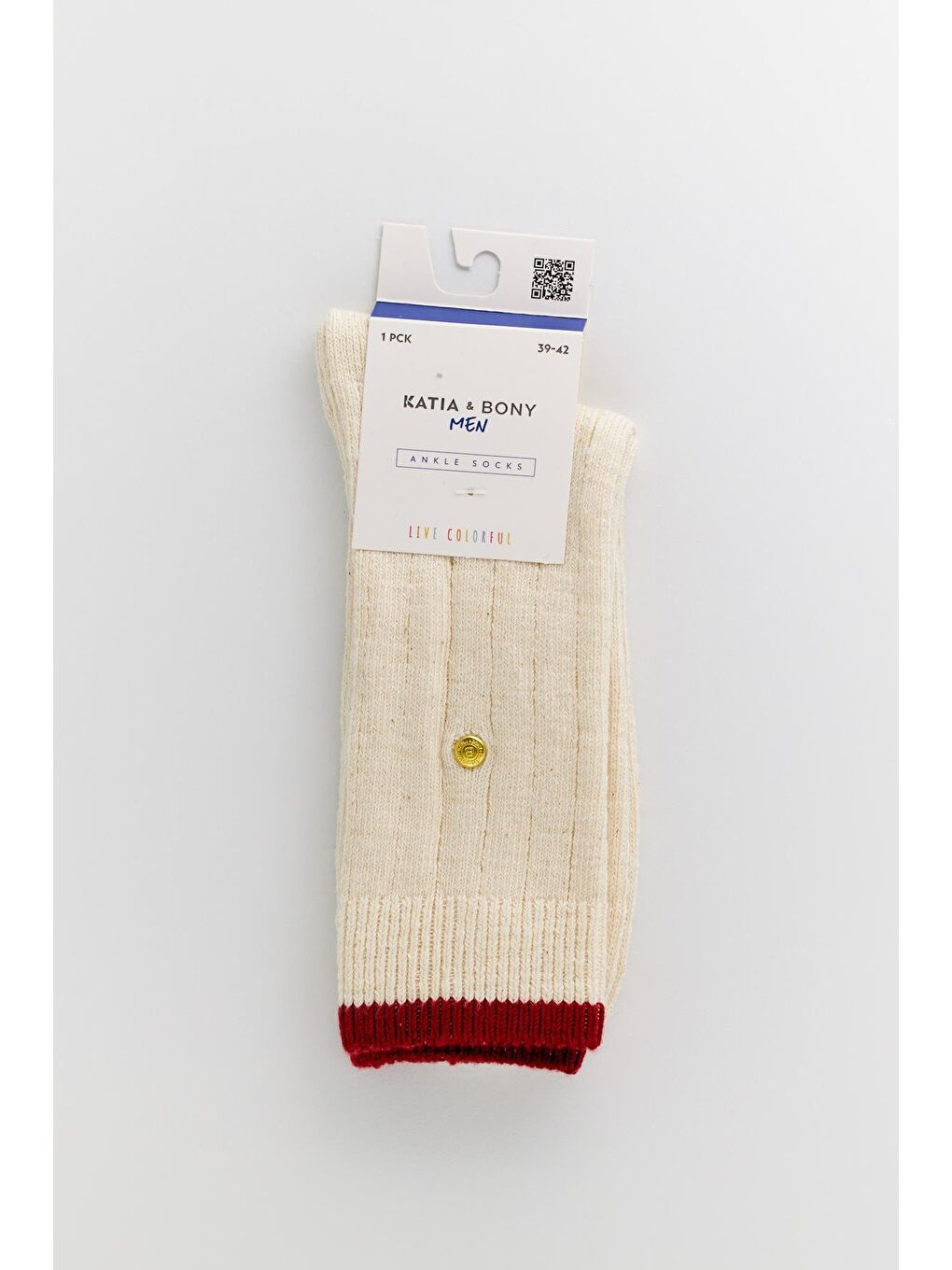 Erkek Zımbalı Ekose Yılbaşı Temalı Yılbaşı Temalı Soket Çorap Ekru-Bordo-2