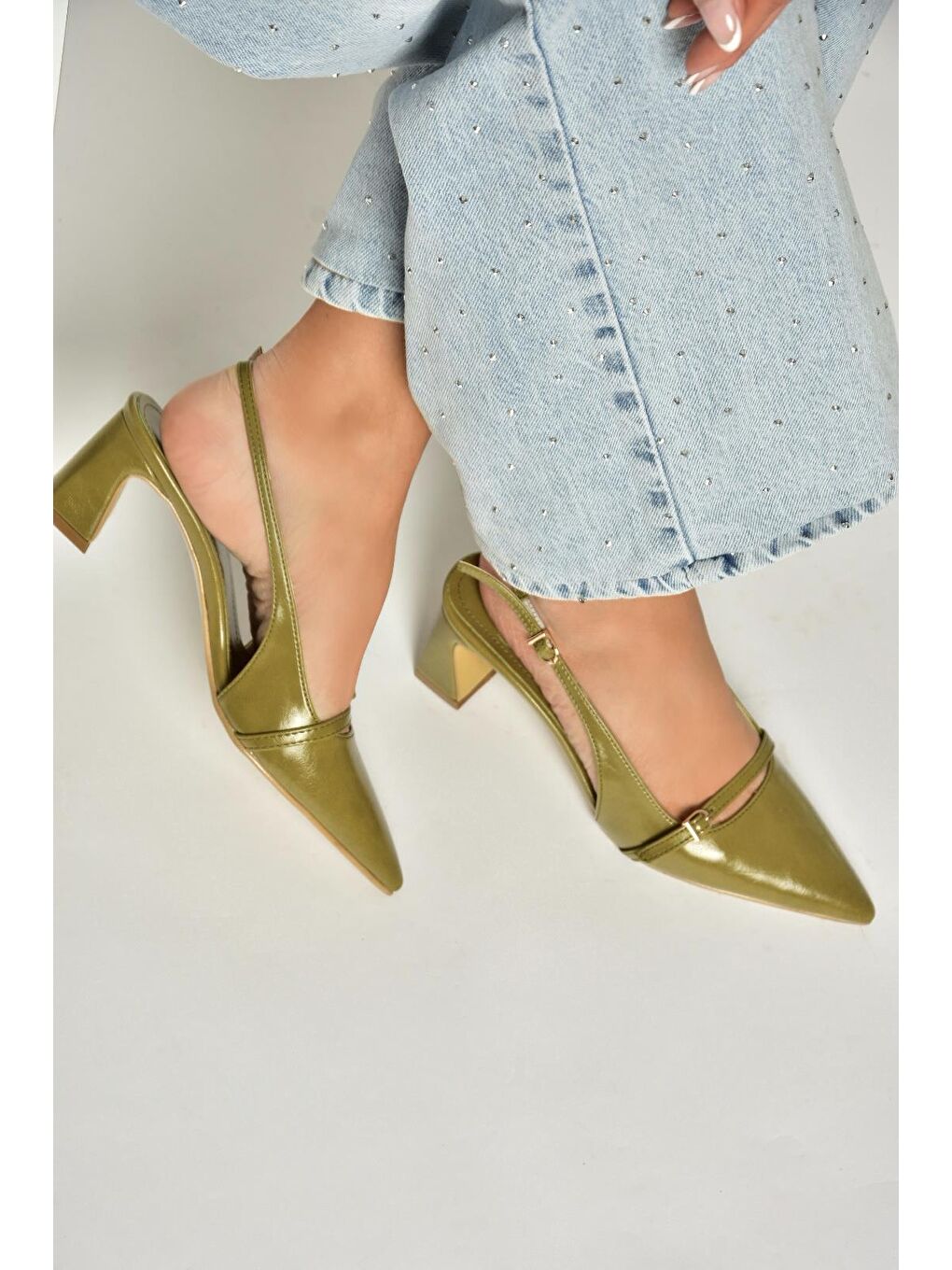 Yeşil Kadın Topuklu Ayakkabı U6540787-2