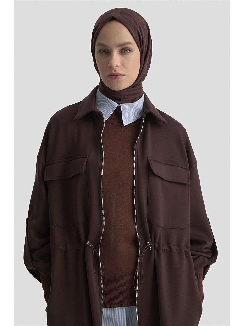 Beli Büzgülü Örme Giyçık 25Kd1504 Kahverengi