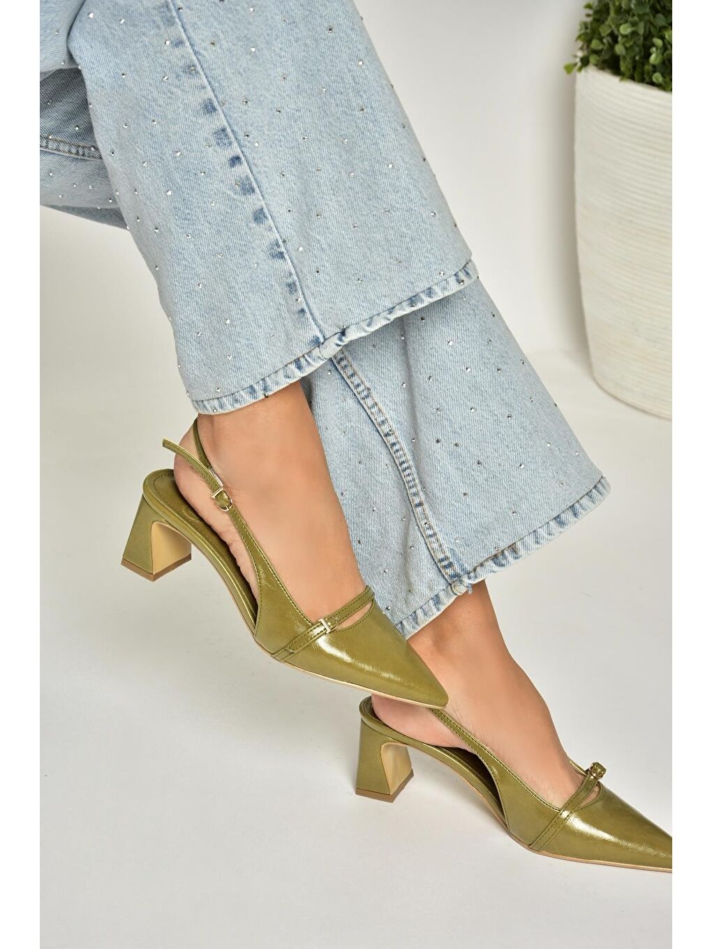 Yeşil Kadın Topuklu Ayakkabı U6540787-4