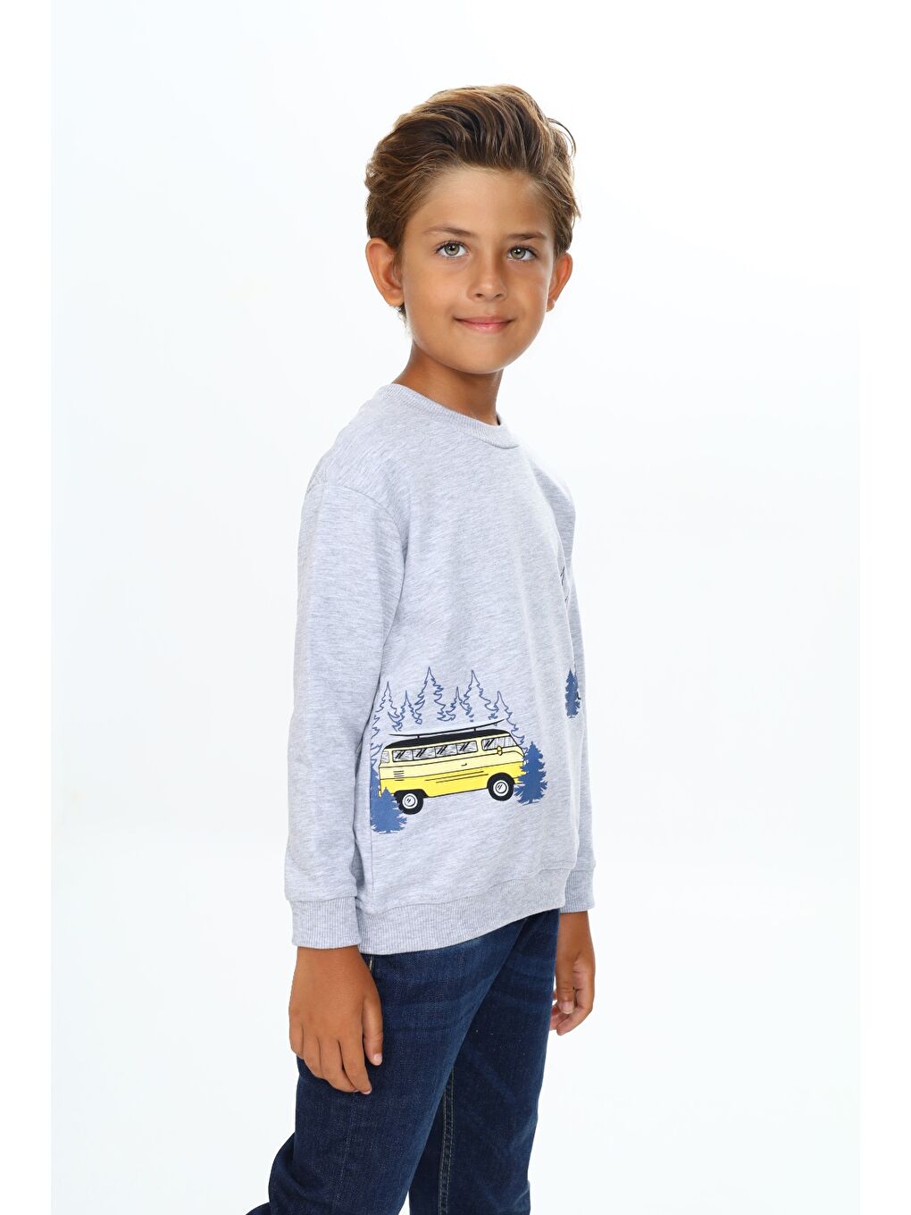 Gri Erkek Çocuk Baskılı Sweatshirt-2