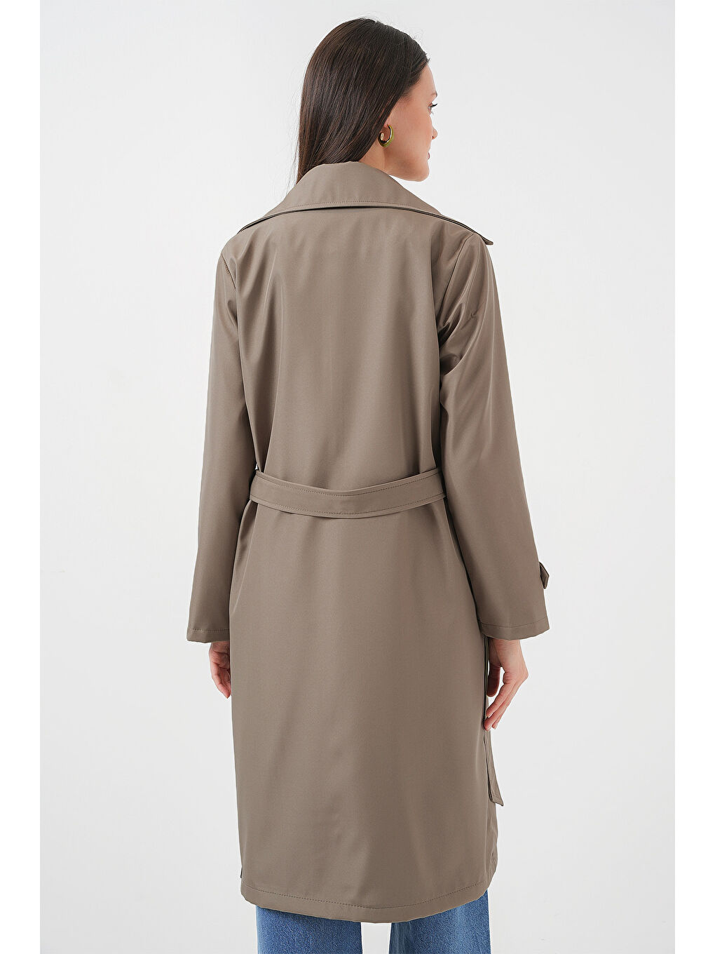 5918 Kruvaze Yaka Trençkot - D.Haki-2