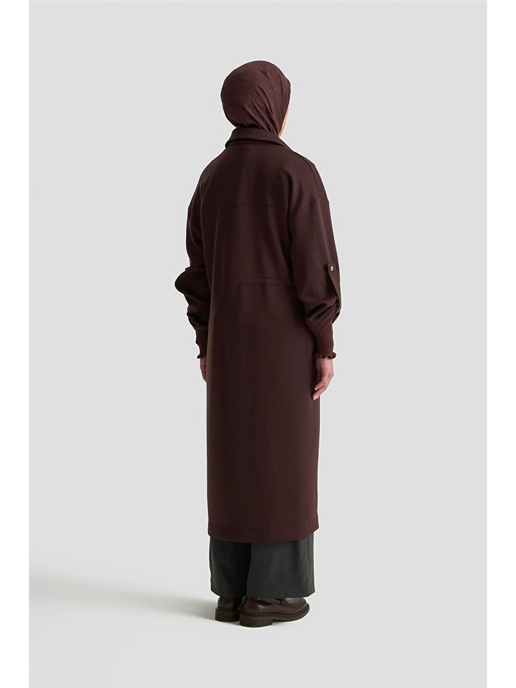 Beli Büzgülü Örme Giyçık 25Kd1504 Kahverengi-4