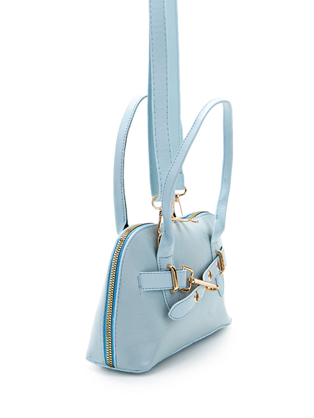 Kemer Detaylı Suni Deri Kadın Çapraz Çanta King Bebe Mavi-1