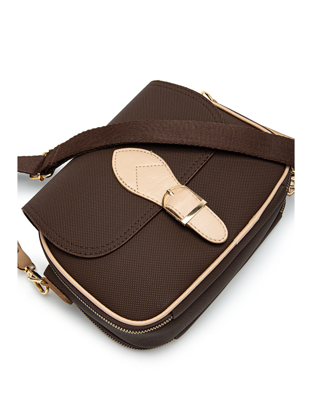 Çok Gözlü Suni Deri Kadın Çapraz Çanta Dave Kahverengi-5