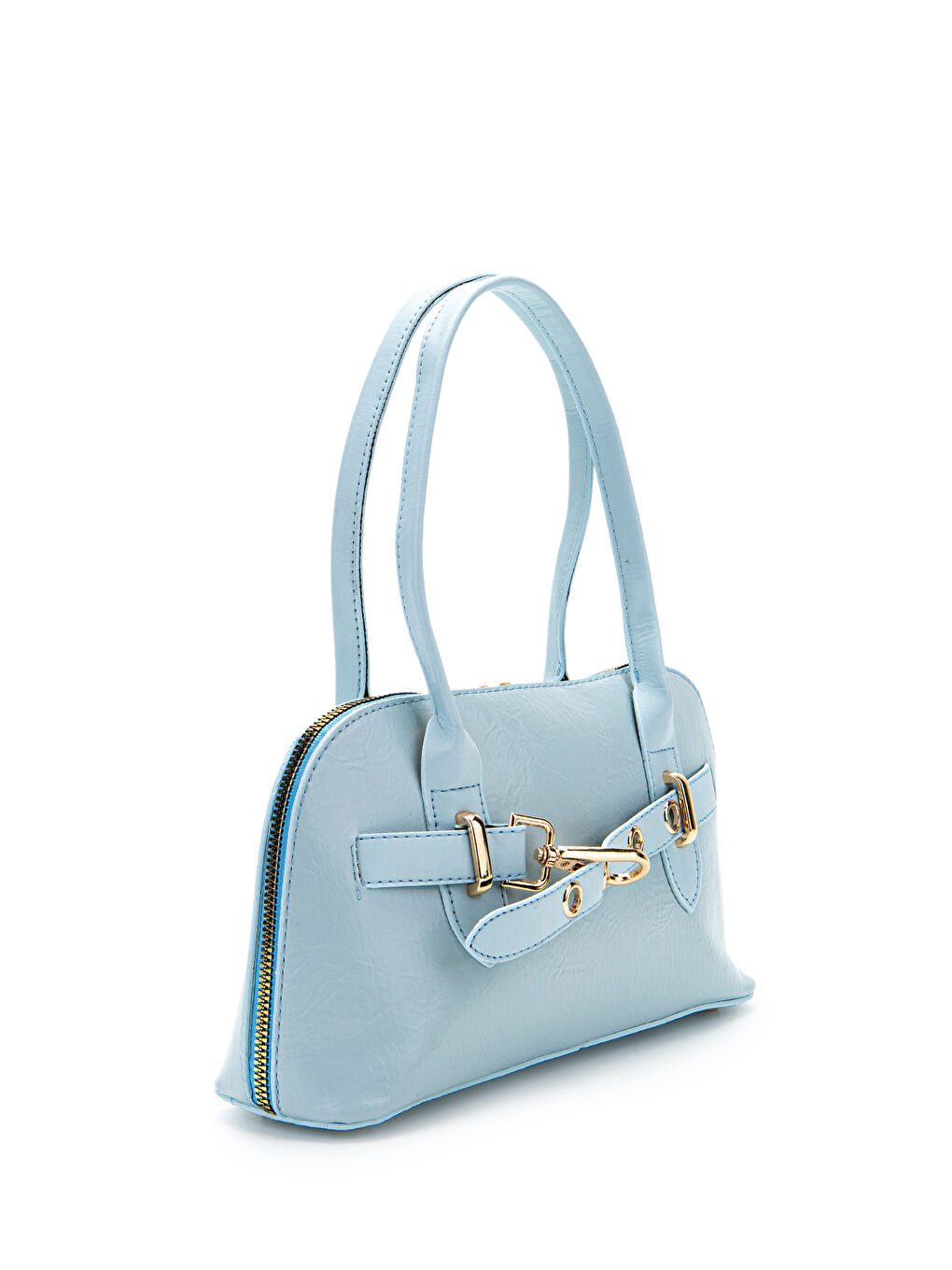 Kemer Detaylı Suni Deri Kadın Çapraz Çanta King Bebe Mavi-3