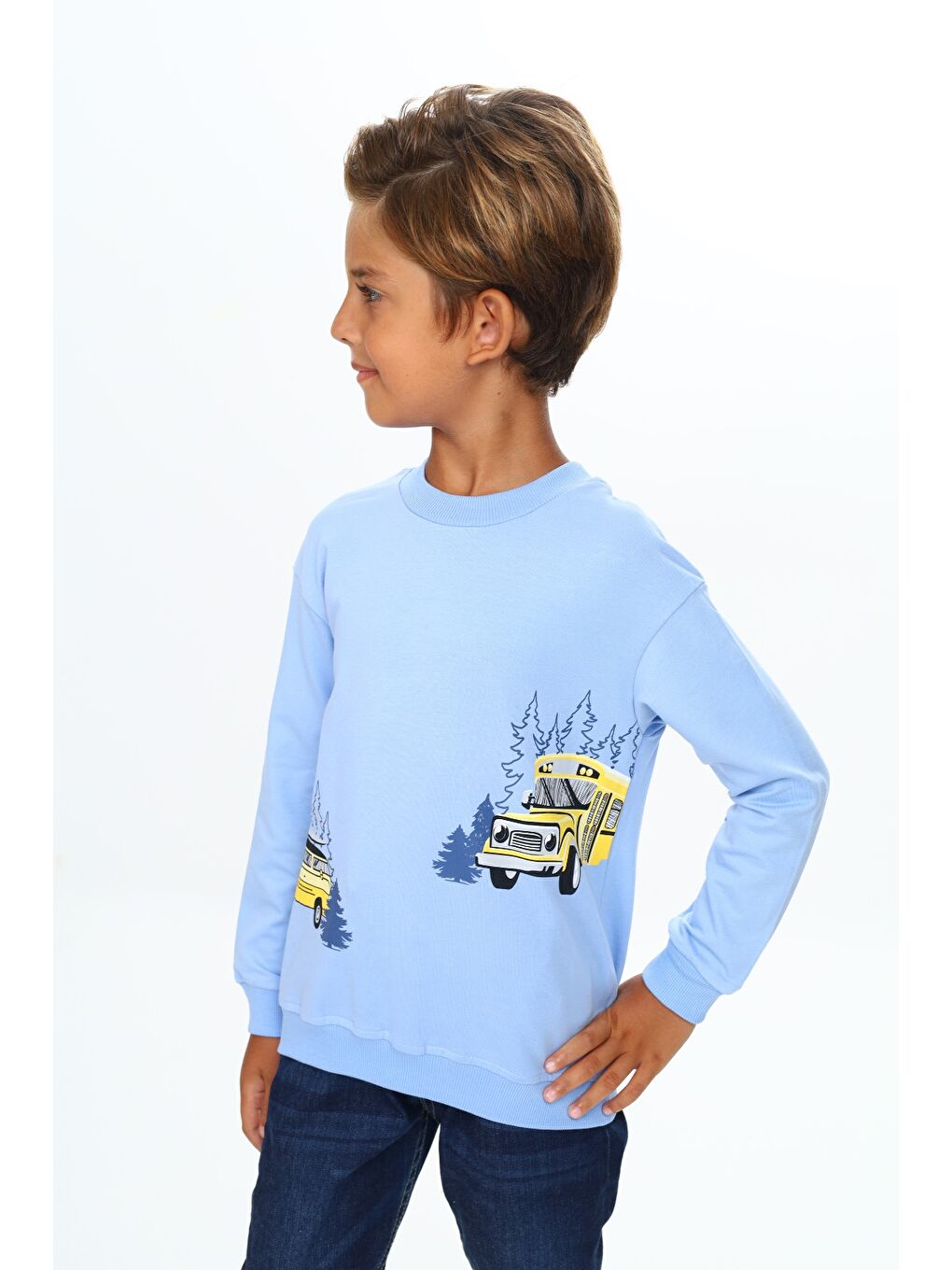 Mavi Erkek Çocuk Baskılı Sweatshirt-1