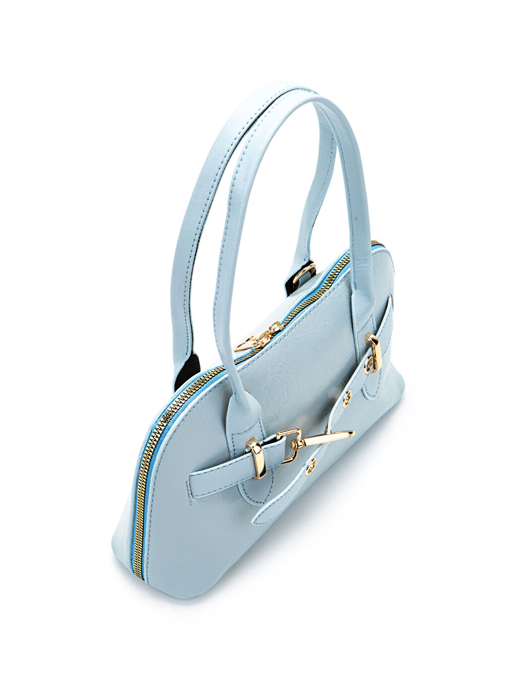 Kemer Detaylı Suni Deri Kadın Çapraz Çanta King Bebe Mavi-4