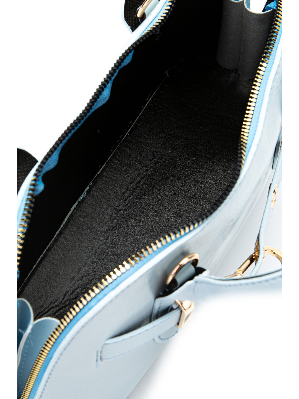 Kemer Detaylı Suni Deri Kadın Çapraz Çanta King Bebe Mavi-5