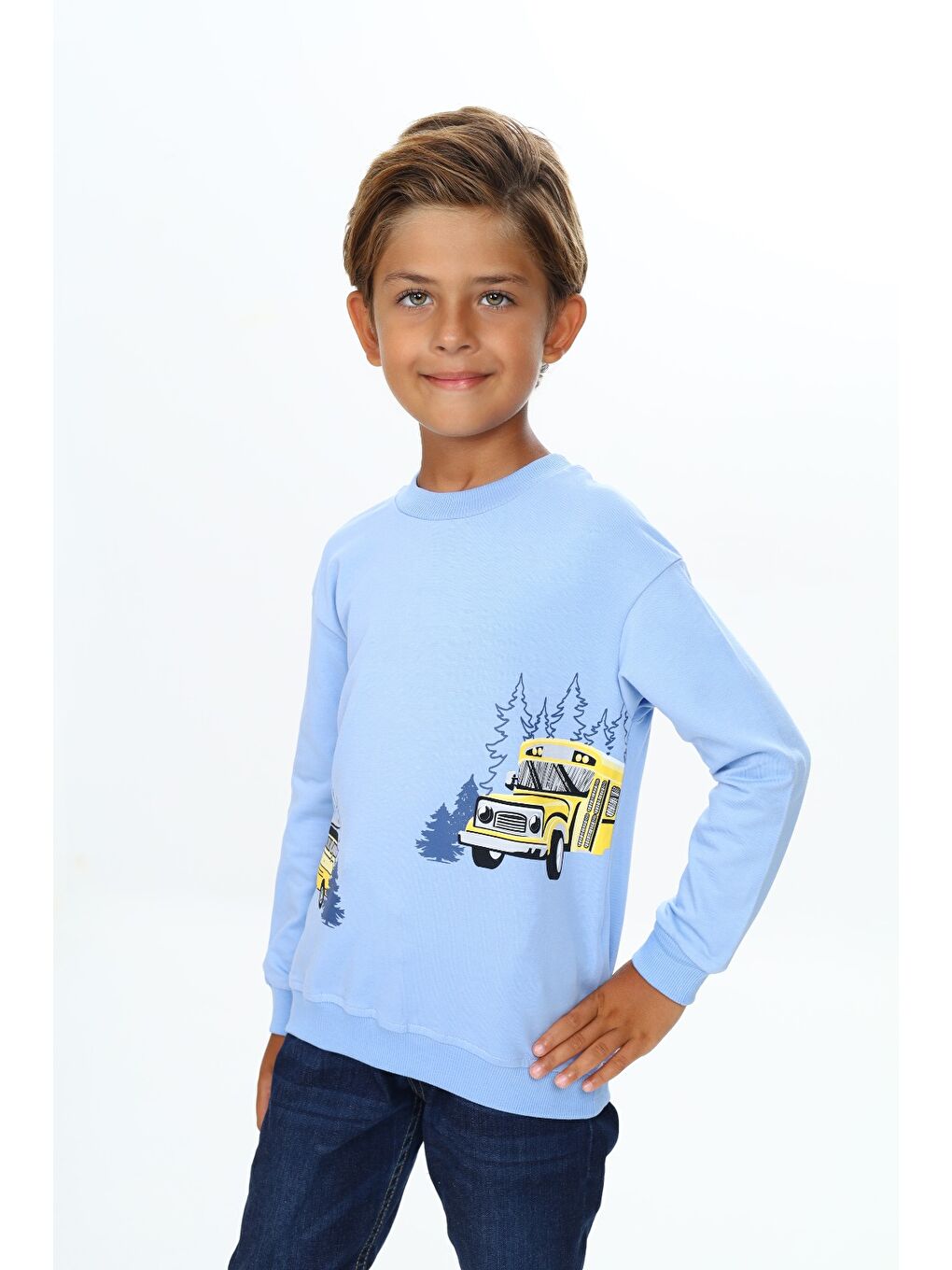 Mavi Erkek Çocuk Baskılı Sweatshirt-4