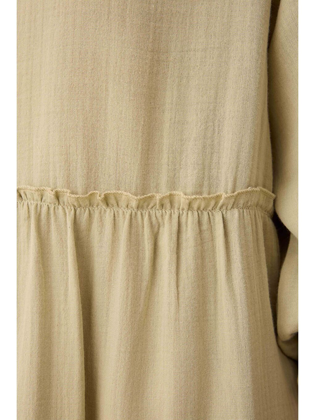 Yeşil Müslin Elbise Açık Adaçayı-4