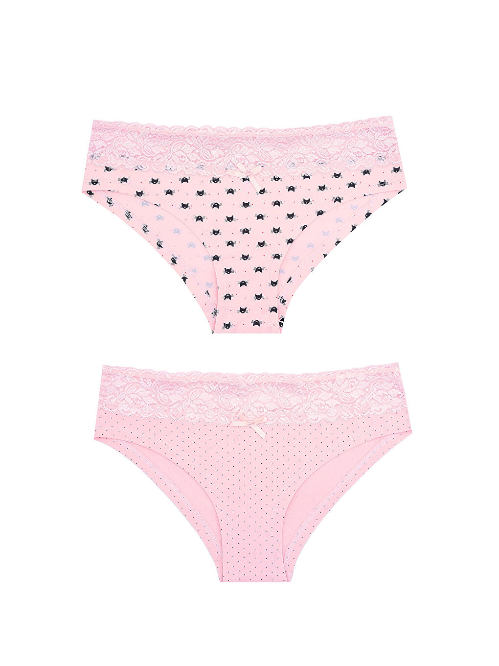 Karışık Pudra Dantelli 2li Hipster Külot