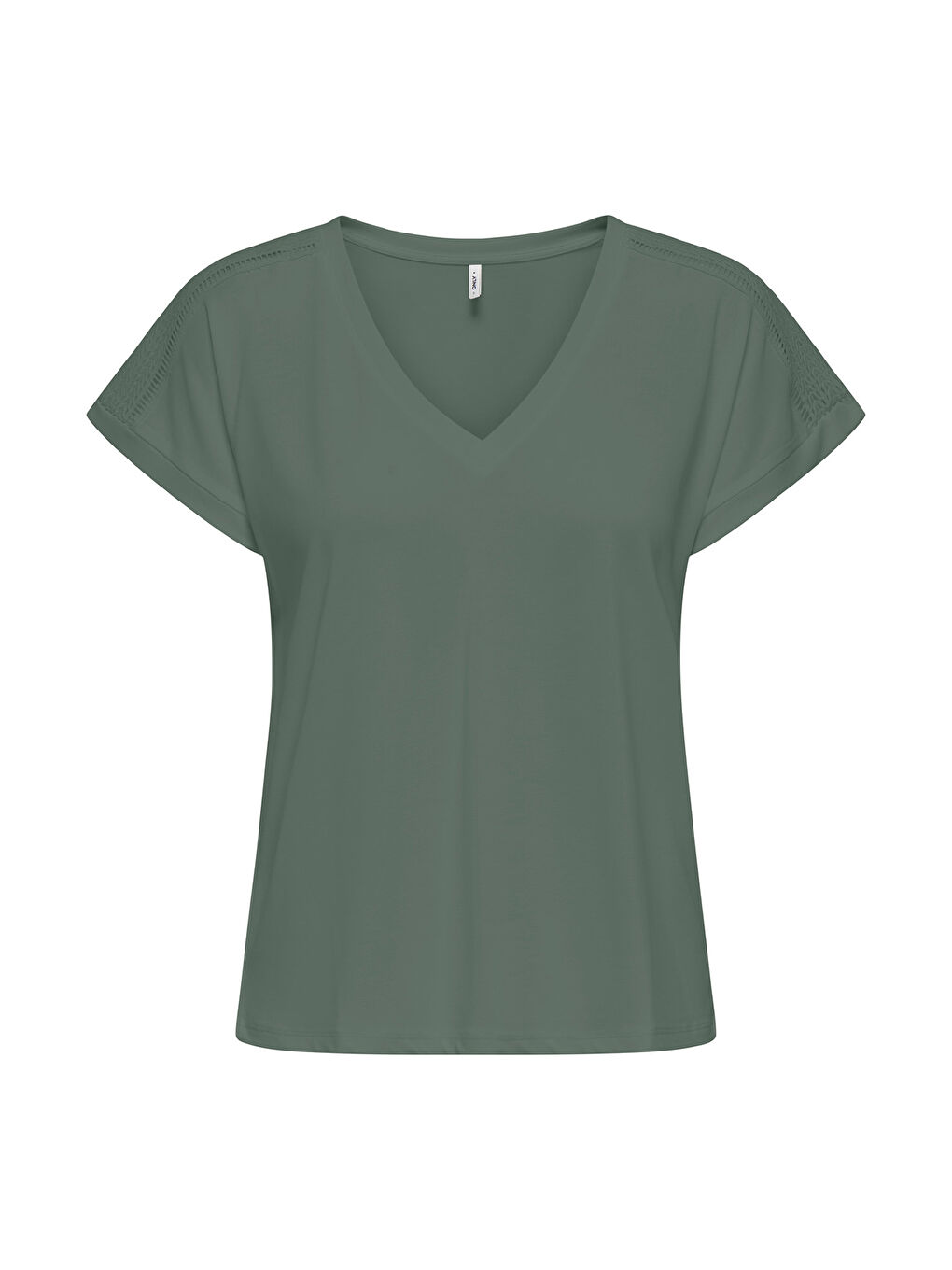 Haki Onlfree Modal Regular Fit V Yaka Kadın T Shirt 15369294-2