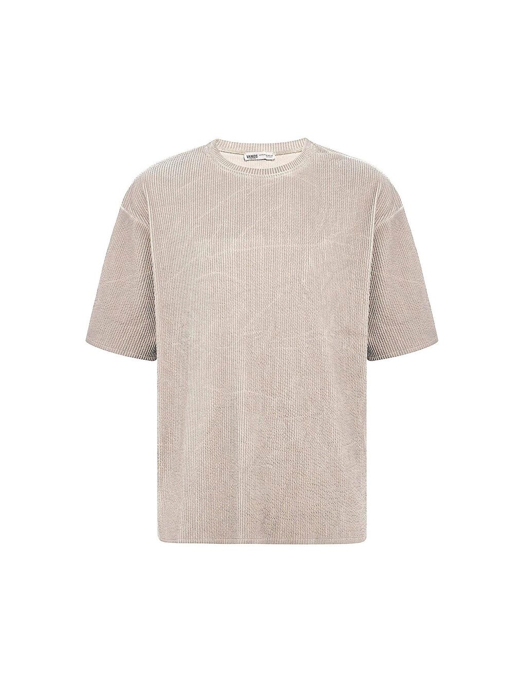 Bej Yıkamalı Ottoman Basic Oversize Tişört Taş-1