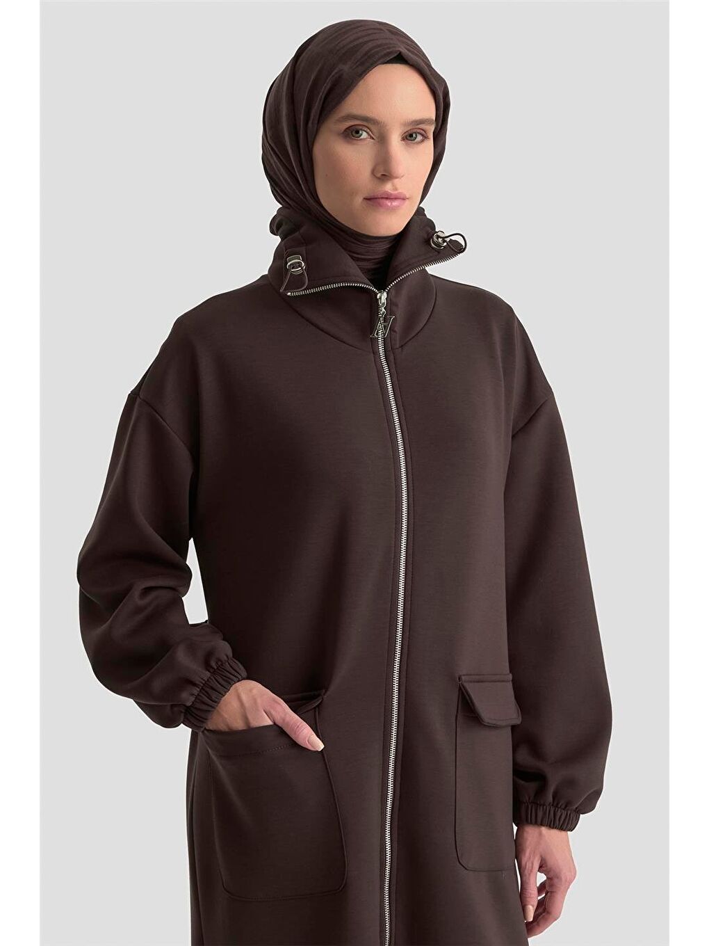 Kahverengi Yüksek Yaka Örme Giyçık 25Kd1503 Kahverengİ