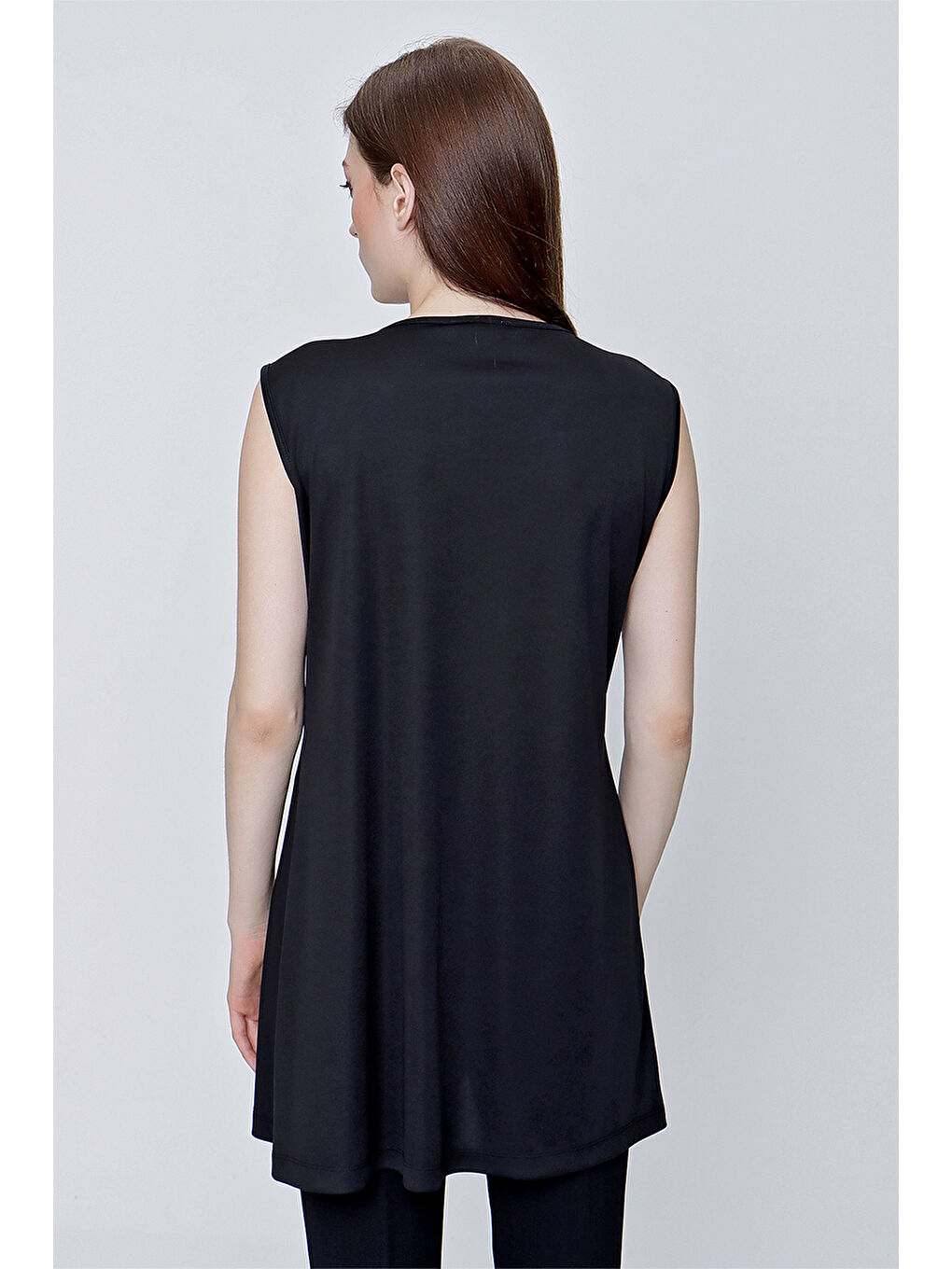 Siyah Sıfır Kol Jüpon Tunik-3