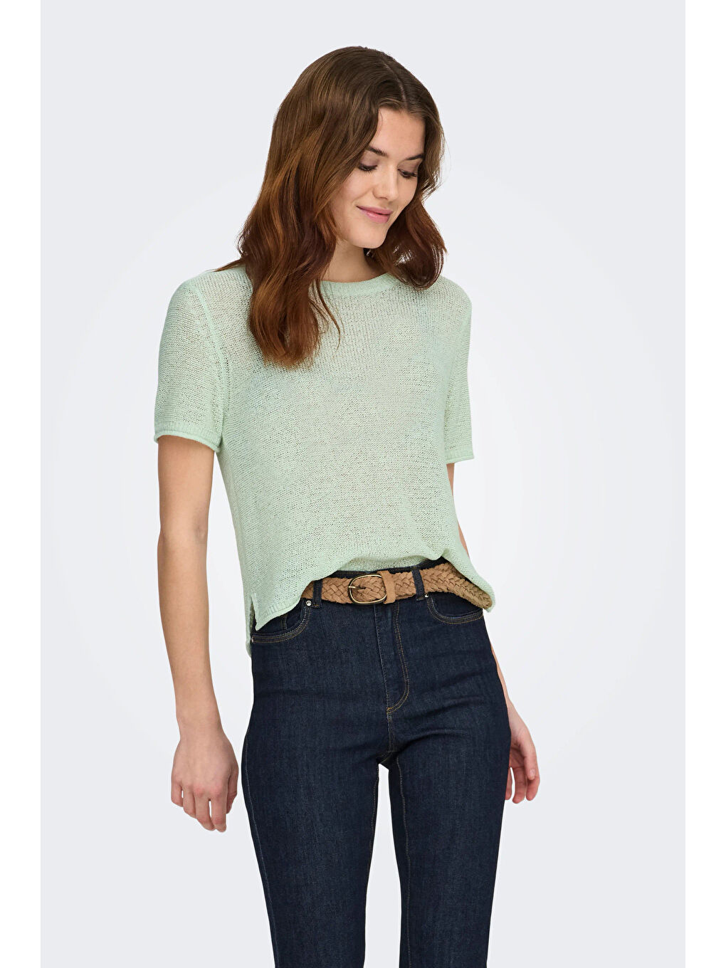 Yeşil Onlsunny Regular Fit Bisiklet Yaka Örme Kadın Kazak 15254282