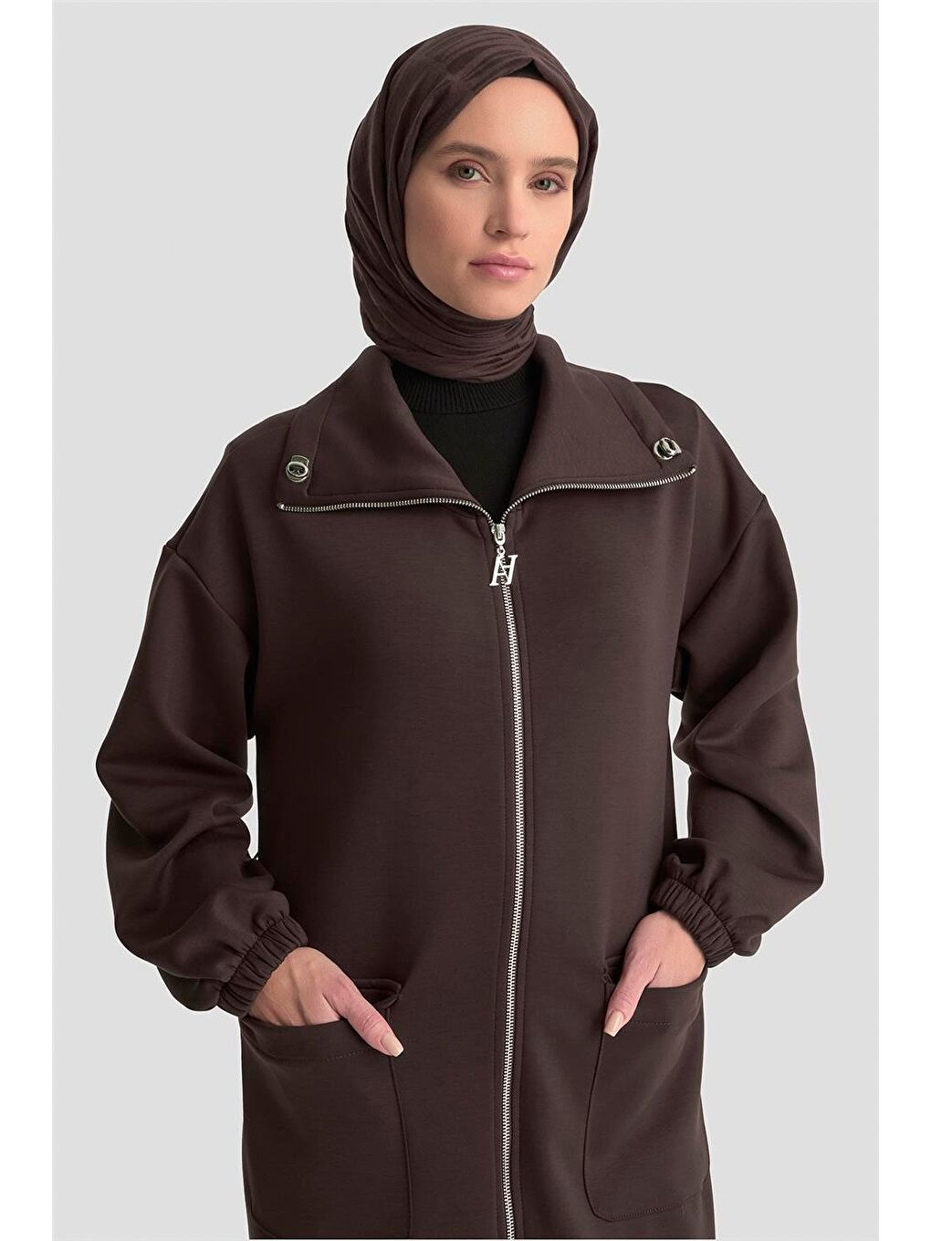 Kahverengi Yüksek Yaka Örme Giyçık 25Kd1503 Kahverengİ-2