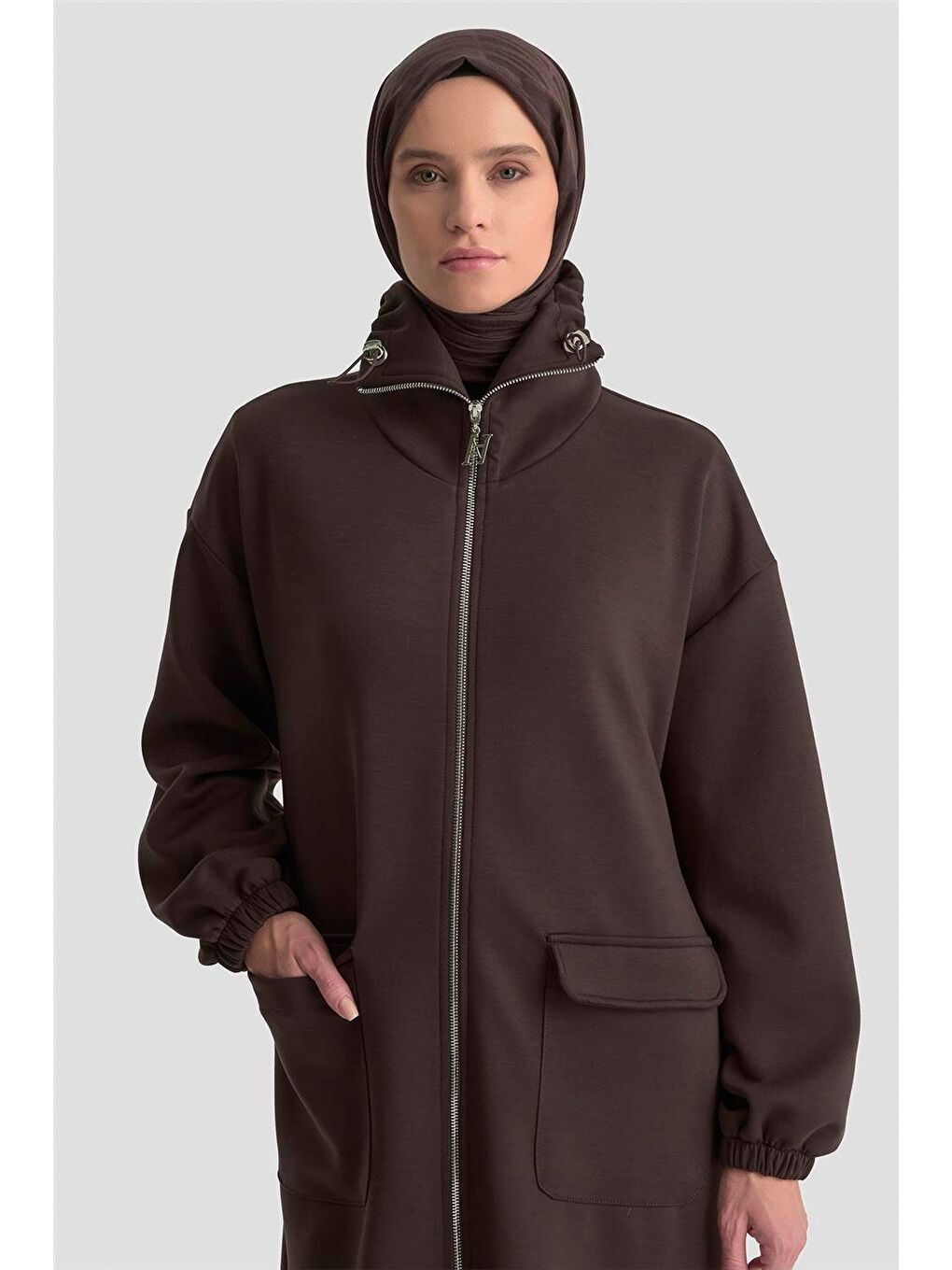 Kahverengi Yüksek Yaka Örme Giyçık 25Kd1503 Kahverengİ-3