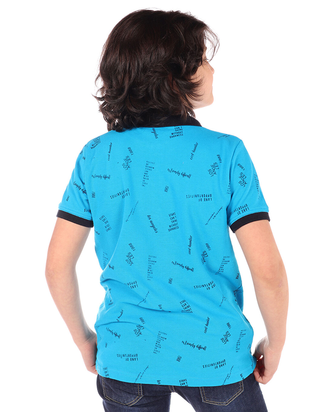 Mavi Erkek Çocuk Komple Baskılı Tişört-1