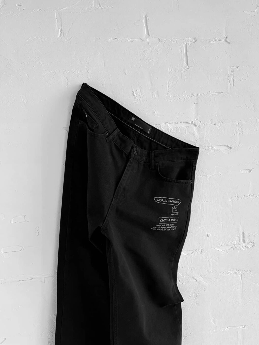 Erkek Baskılı Baggy Jean Pantolon Siyah-6