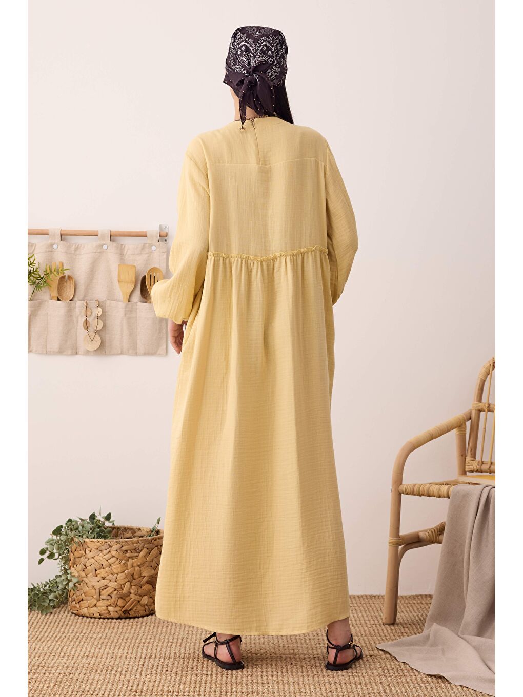 Müslin Elbise Soft Sarı-3