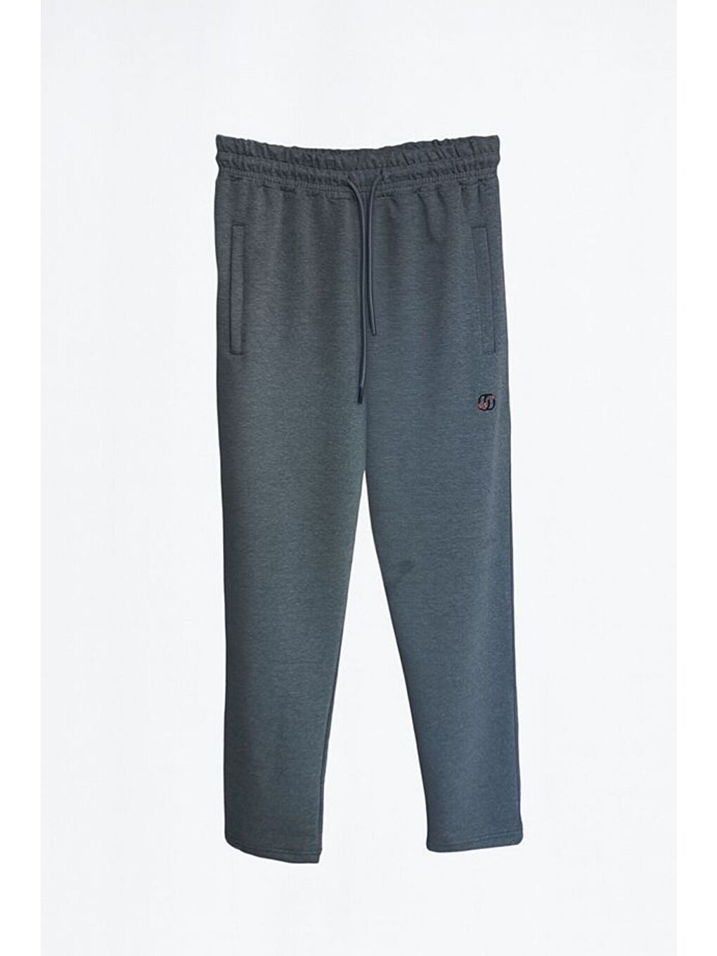 Gri Erkek Pamuklu Fermuarlı Cepli Yüksek Kalite Rahat Düz Paça Battal Büyük Beden Eşofman Altı