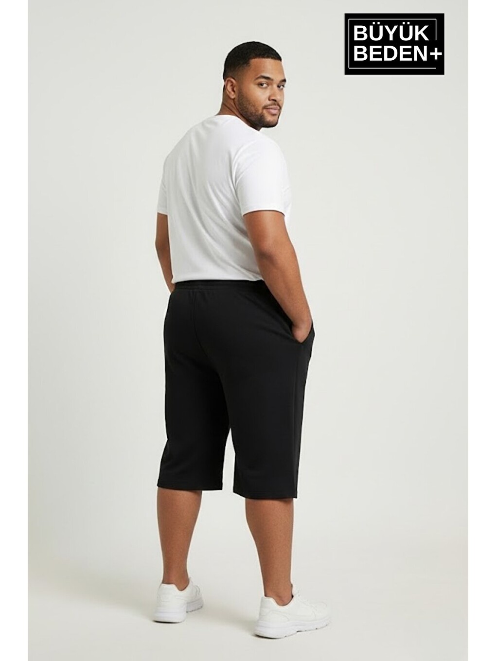 Siyah Büyük Beden Erkek Şort New York Baskılı Rahat Kalıp 3XL-6XL SPR26BSR591-05-1