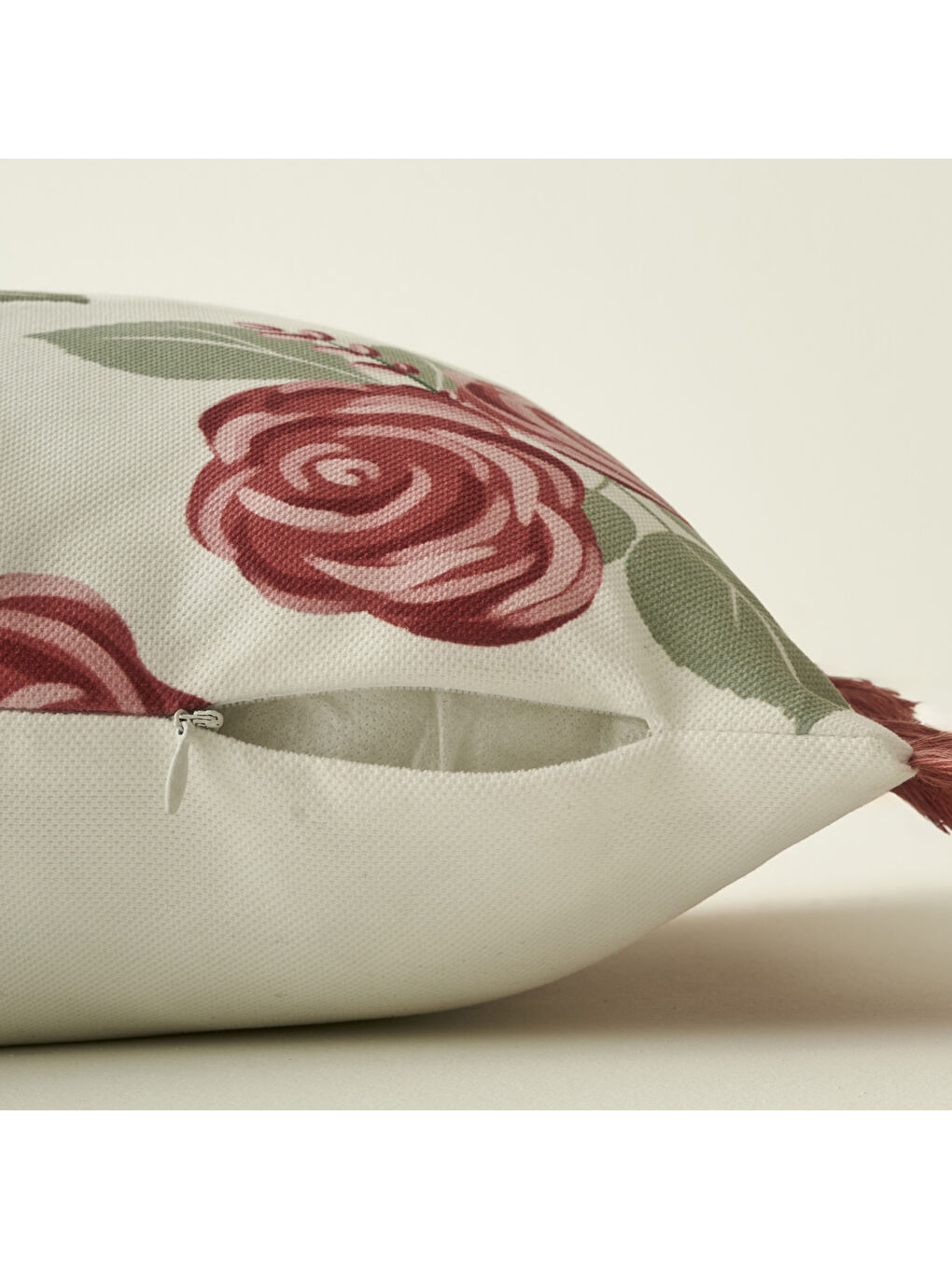 Ekru Rose Baskılı Kırlent Kılıfı Krem (43x43 cm)-3