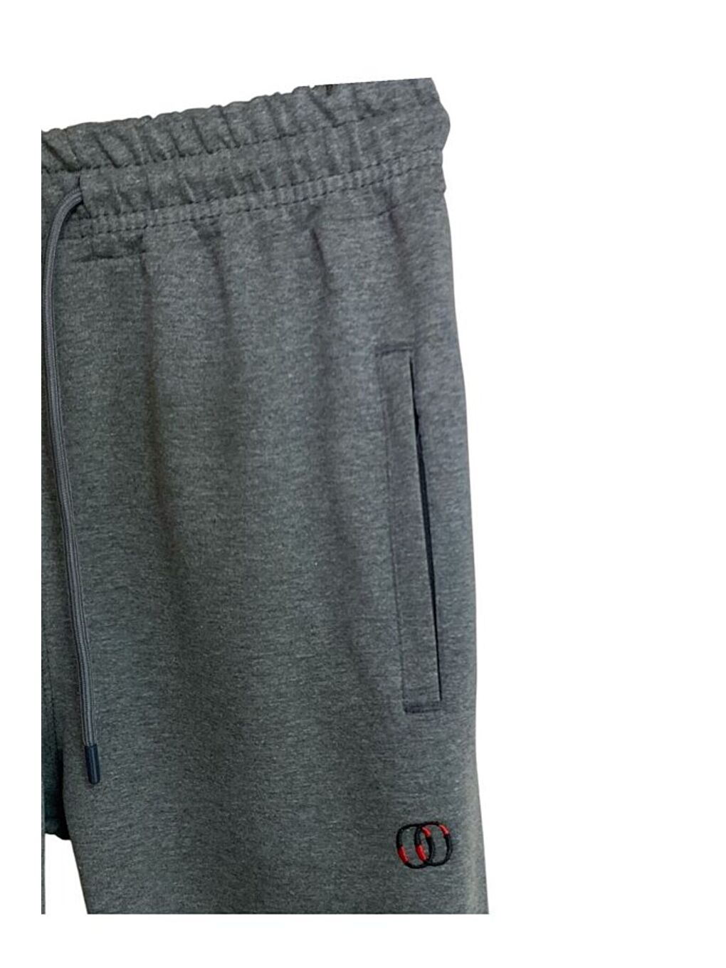 Gri Erkek Pamuklu Fermuarlı Cepli Yüksek Kalite Rahat Düz Paça Battal Büyük Beden Eşofman Altı-1