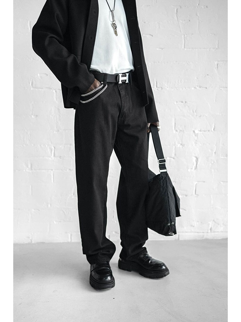 Erkek Baggy Fit Jean Siyah-1